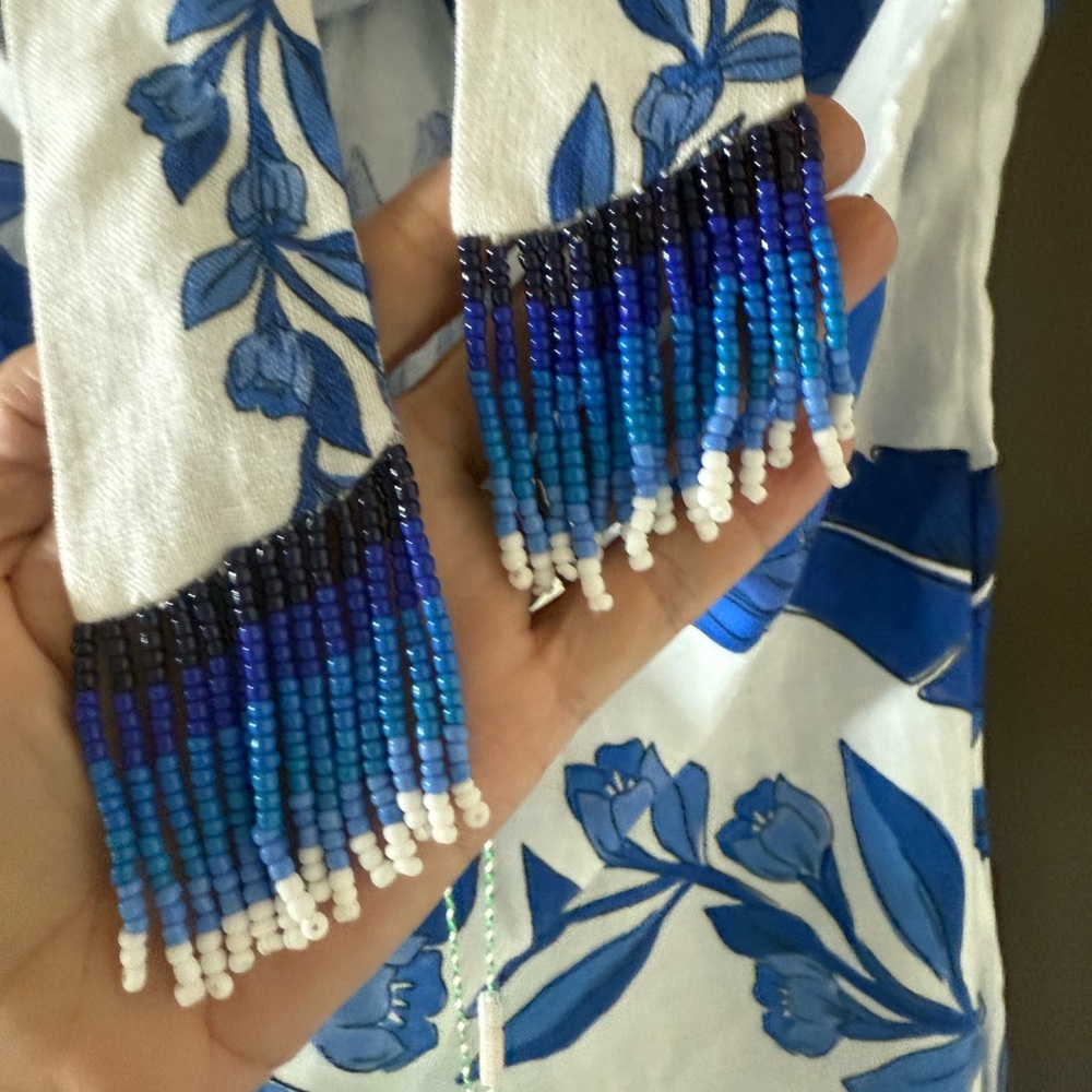 FARM Rio Blue and White Midi Dress - Picture 9 of 11